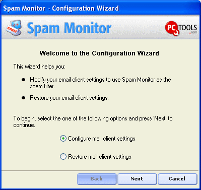 Configuration Wizard - Spam Monitor