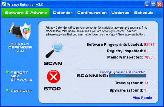 The Screenshot of Privacy Defender