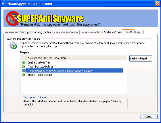 SUPERAntiSpyware - System Repairs