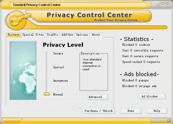 Screenshot of Privacy Control Center