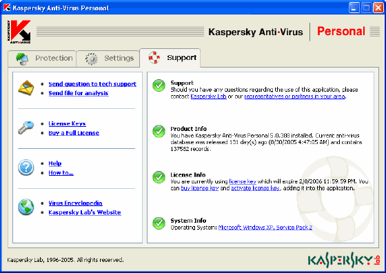 Kaspersky Anti-Virus Support