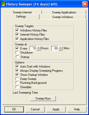The Screenshot of History Sweeper