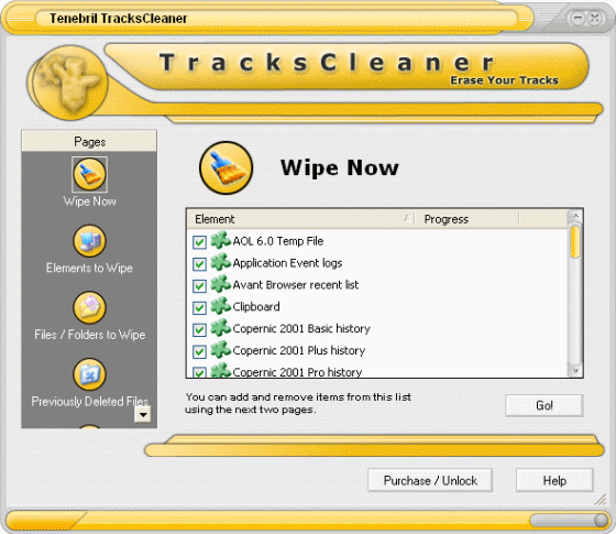 wipe now list - TracksCleaner