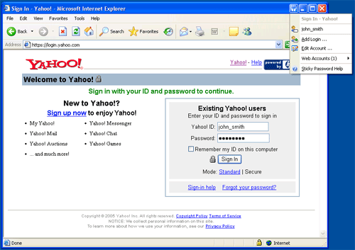 Filling forms in the Microsoft Internet Explorer
