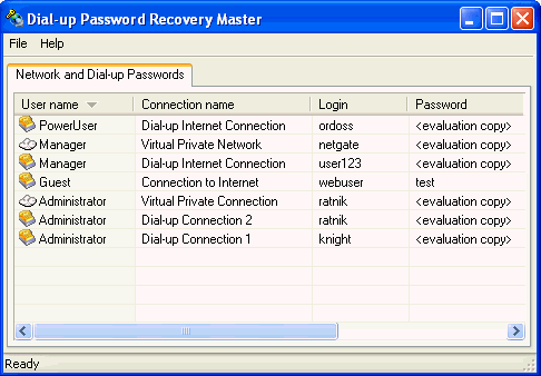 Dial-up Password Recovery Master