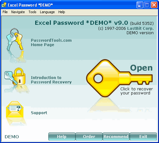 Main window - Excel Password