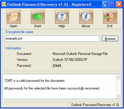Recover password for *.pst file