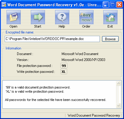 Recover password - Word Document Password Recovery