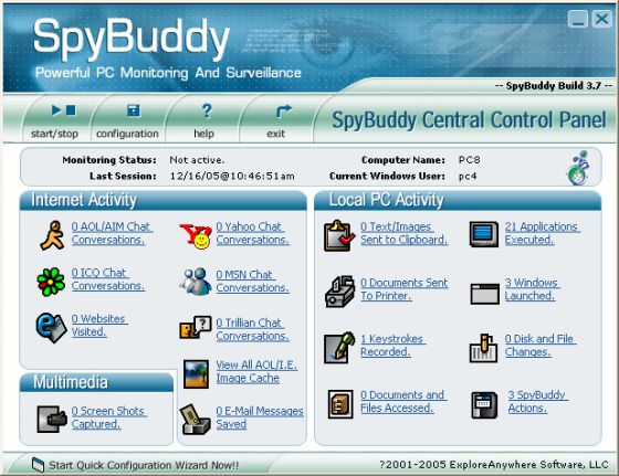 Screenshots of Parental Control Suite - SpyBuddy