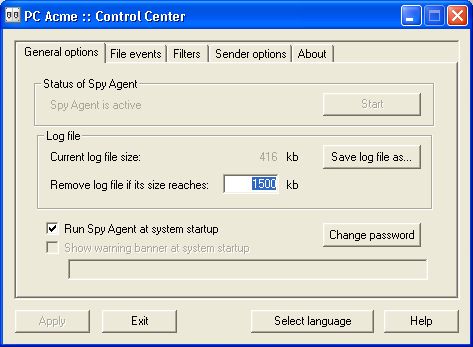 Screenshots of PC Acme Net - Control Center