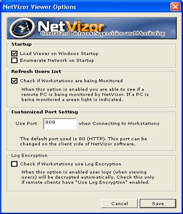 Screenshots of Spytech NetVizor - General Options