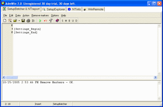 SetupBatcher/NTreport screenshot of AdmWin