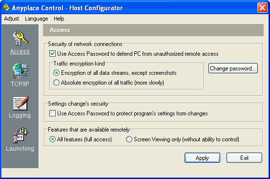 Host Configurator - Anyplace Control