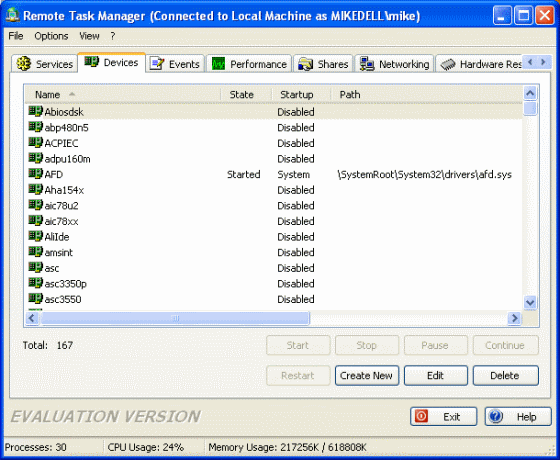 Screenshot of Remote Task Manager