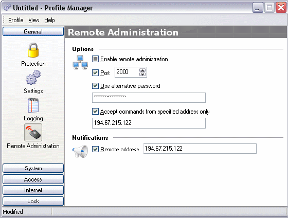 Profile Manager - WinLock Remote Administrator