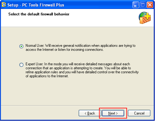 Main interface - PC Tools Firewall Plus