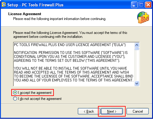 Main interface - PC Tools Firewall Plus