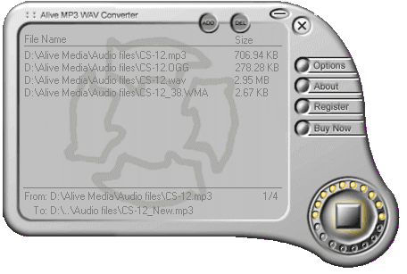 Alive MP3 WAV Converter - Main window