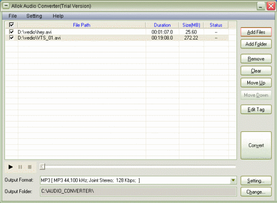 Allok Audio Converter - Main window