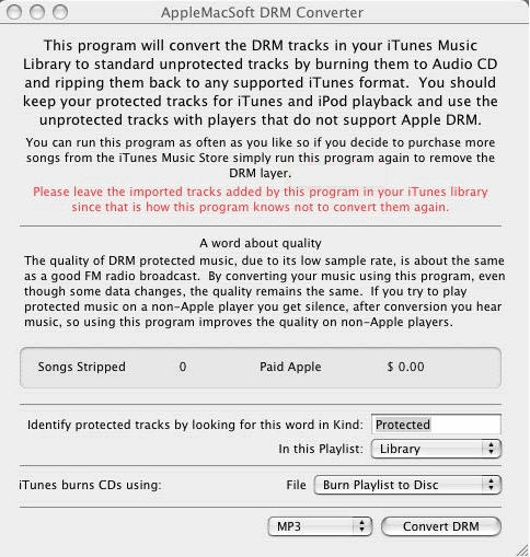 AppleMacSoft DRM Converter for Mac - Main window