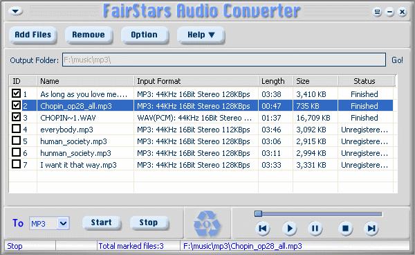 Screenshot of FairStars Audio Convert