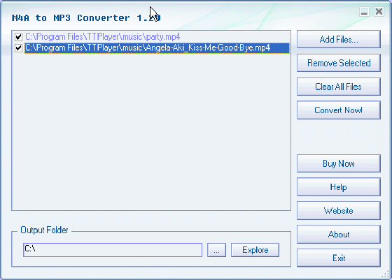 main window of M4A to MP3 Converter