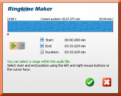 Ringtone Maker - Range selection