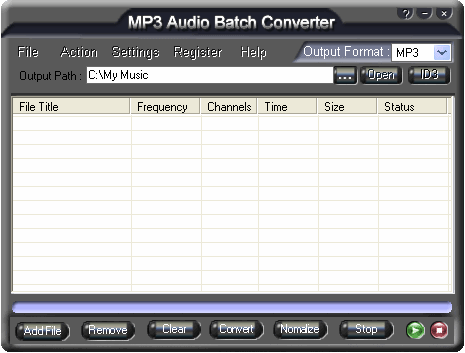 Main window of MP3 Audio Batch Converter