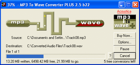 Acoustica MP3 To Wave Converter PLUS