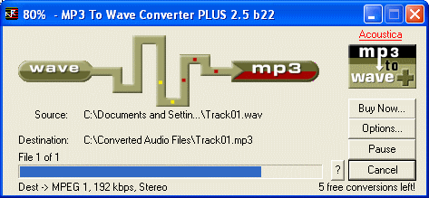 Wave to mp3 - Acoustica MP3 To Wave Converter PLUS