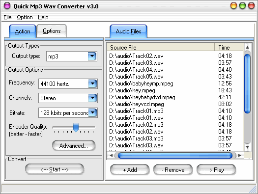 Main interface - Quick Mp3 Wav Converter