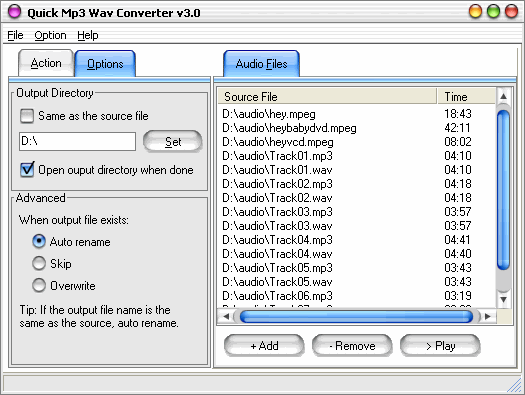 Options - Quick Mp3 Wav Converter