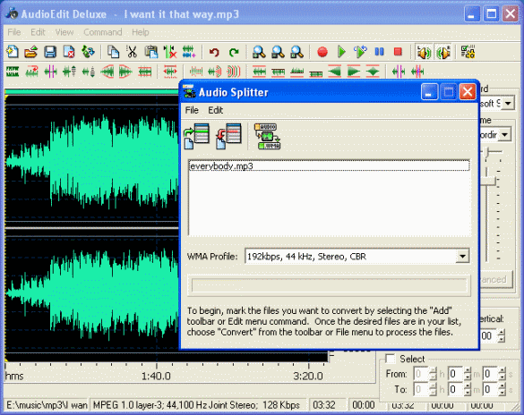 Audio Splitter screenshot of AudioEdit Deluxe