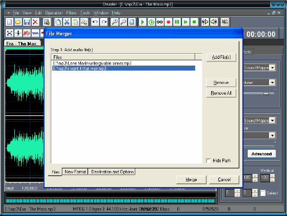 Merge audio files screenshot