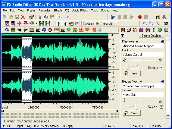 screenshot of Fx Audio Editor