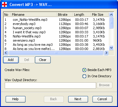MP3 WAV converter screenshot