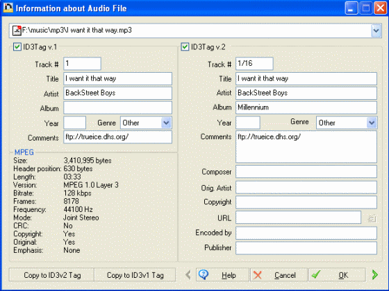 id3 tag information screenshot