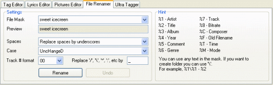tag renamer screenshot