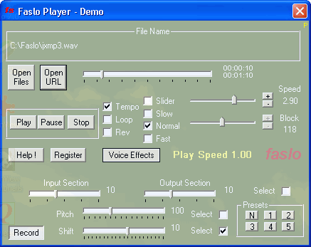 Play a WAV file - Faslo Player
