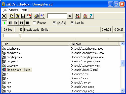Main screen - MiLo's Jukebox