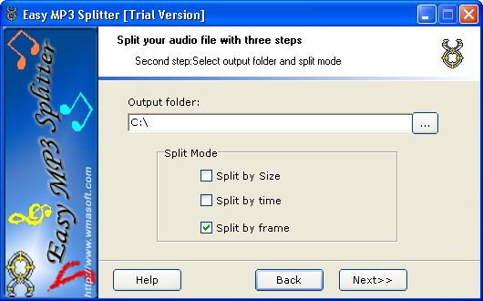 choose the output folder and split mode