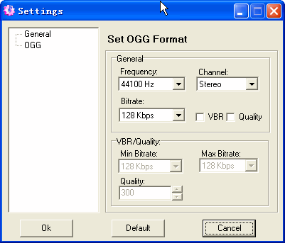 Screenshot of HiFi OGG Splitter Joiner - setting