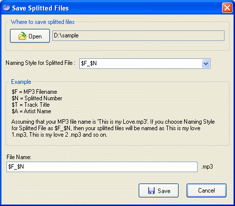 The Screenshot of POP MP3 Splitter