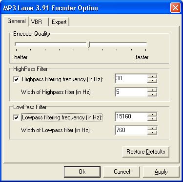 MP3 Lame 3.91 Encoder Option