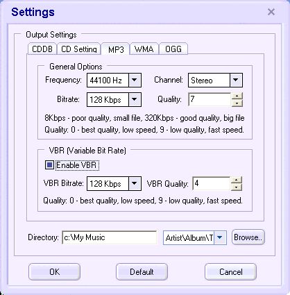 the settings of Crystal CD Ripper