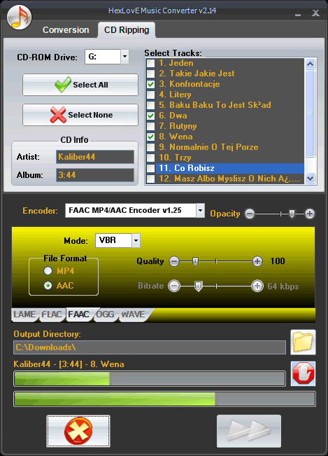 Screen of HexLovE Music Converter 