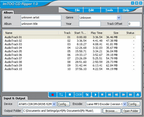 Screenshots of ImTOO CD Ripper