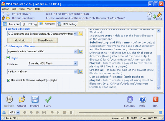 Filename of MP3Producer