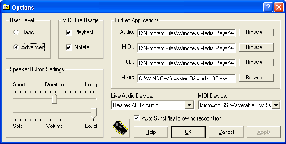 screenshot of midi converter