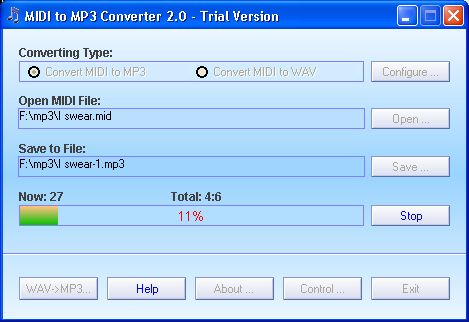 the screenshot of MIDI to MP3 Converter